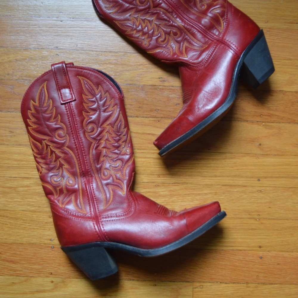 Laredo Red Leather Cowboy Boots